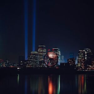 Cityscape Night Lights Art Print World Trade Memorial Lights